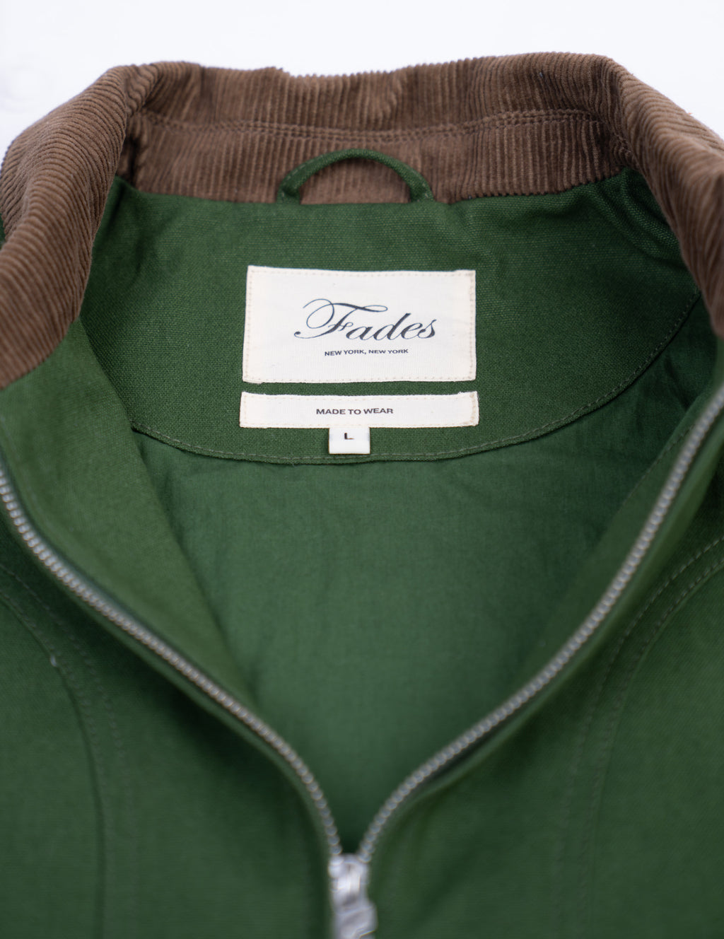 Bandit Jacket by Fades interior brand label and corduroy collar detail