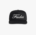 Black Cursive Fades Snapback black cotton polyester snapback hat with front embroidery