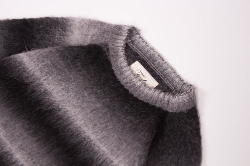 Mountain Sweater Grey by Fades ribbed collar and interior label detail