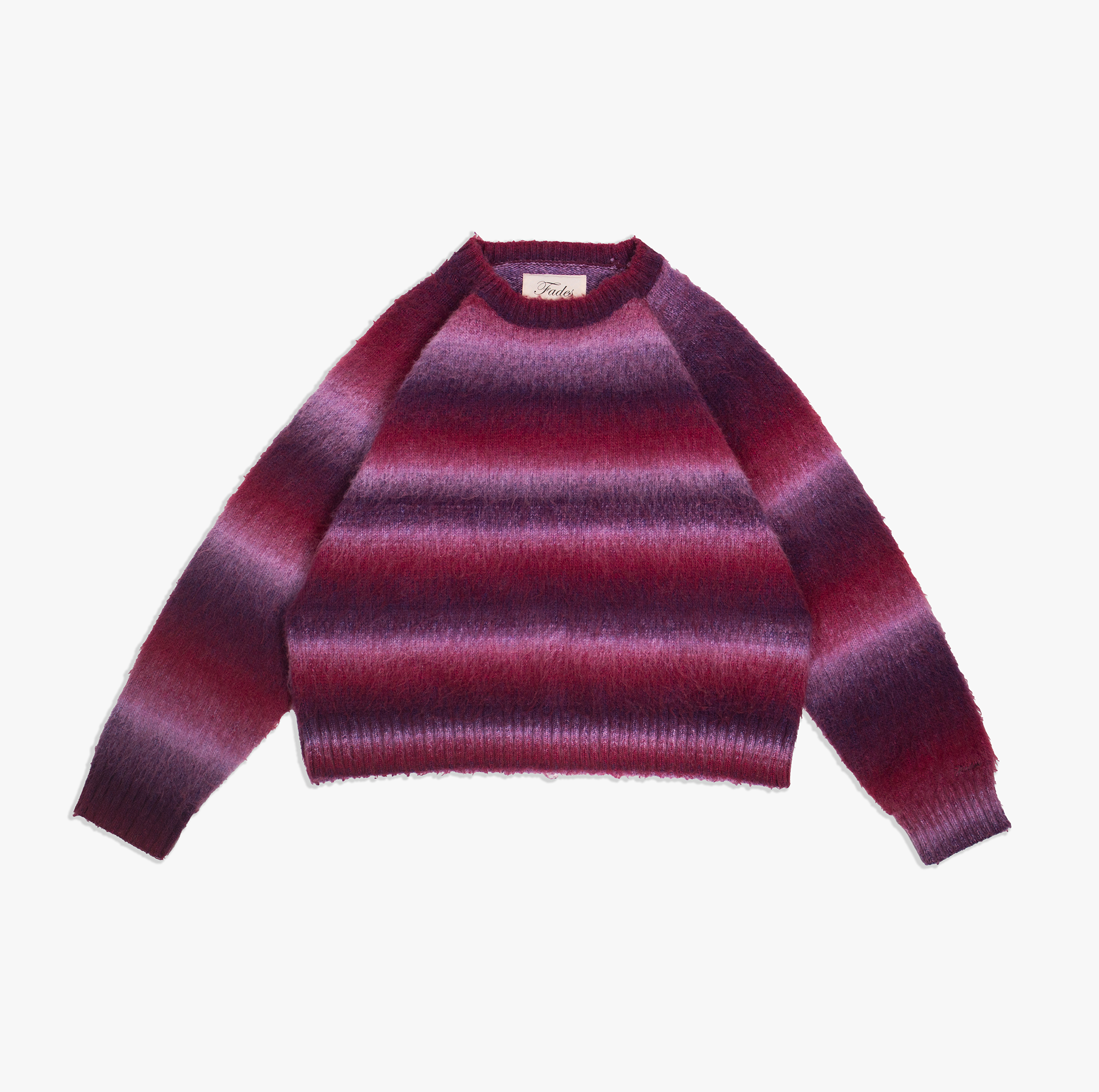 Mountain Sweater Purple by Fades purple and pink brushed knit sweater with raglan sleeves and boxy fit
