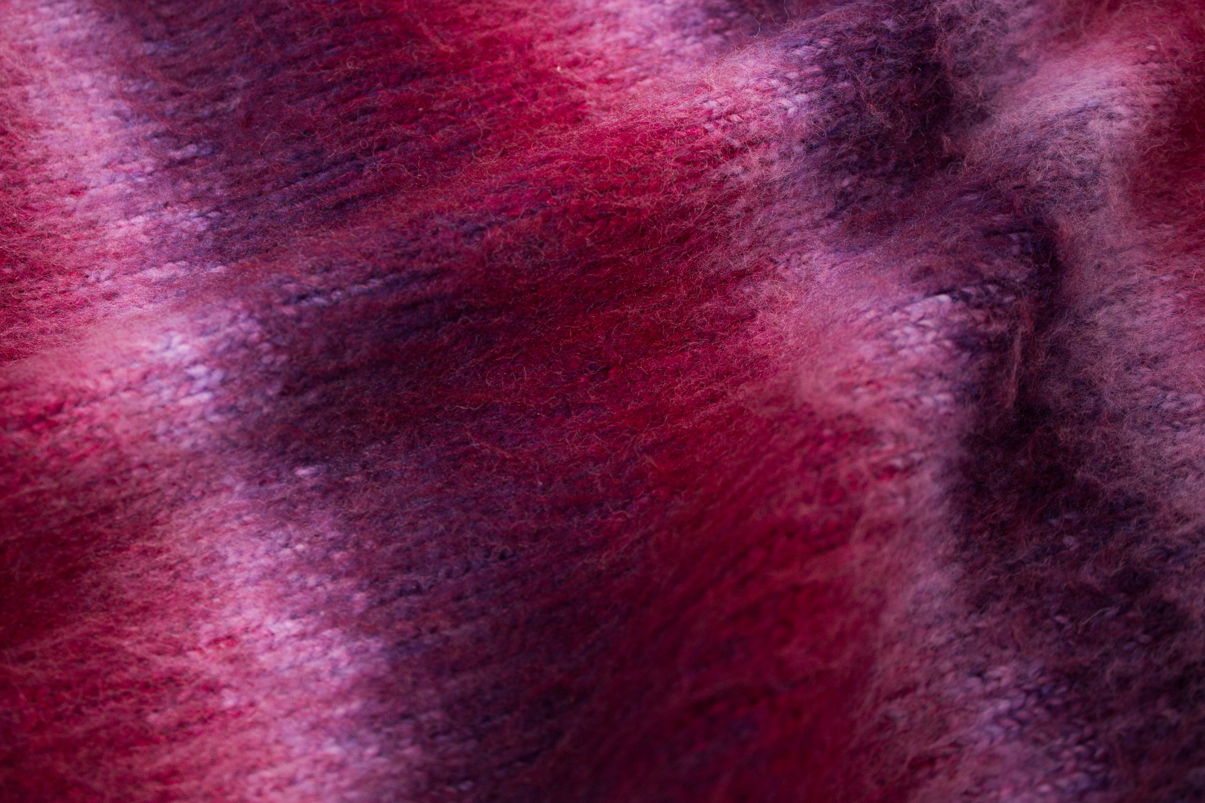 Mountain Sweater Purple and Pink brushed wool blend fabric detail