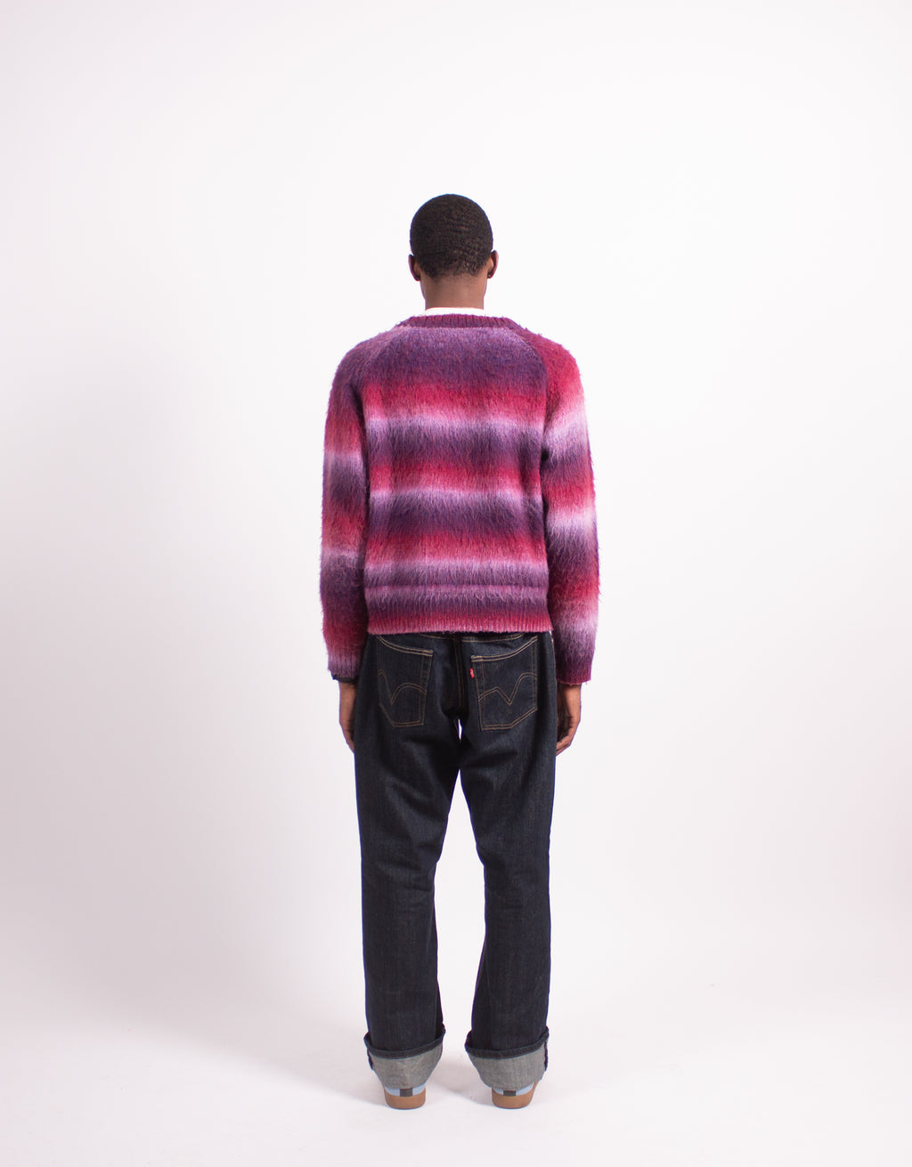 Mountain Sweater Purple and Pink worn by model back view