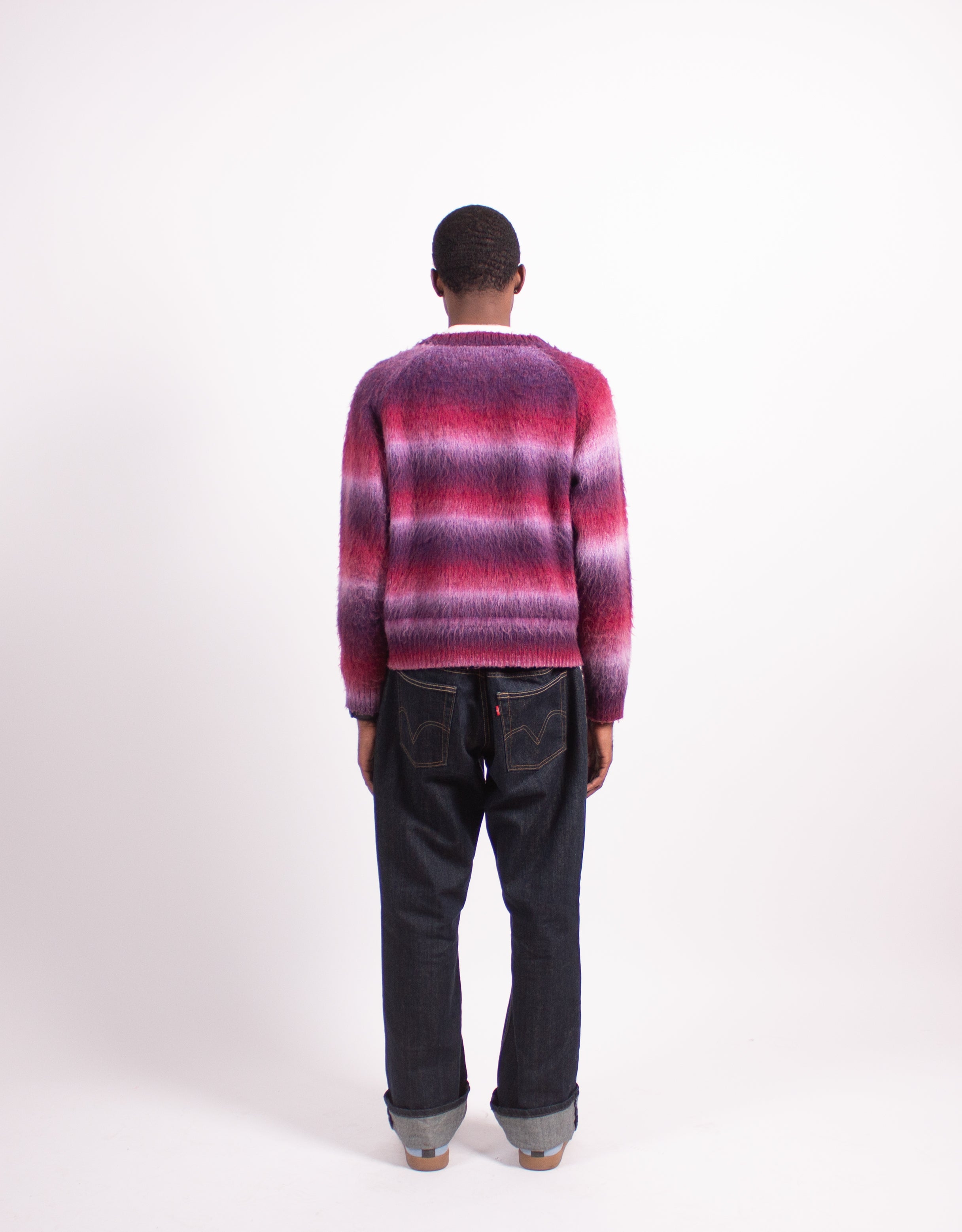 Mountain Sweater Purple and Pink worn by model back view